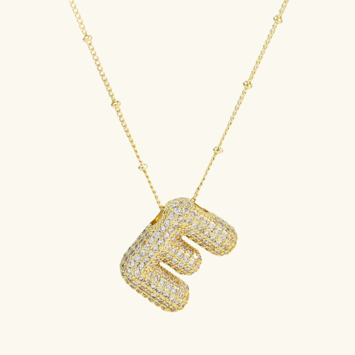 Valantomode | Gold Plated Bubble Initial Necklace for Women