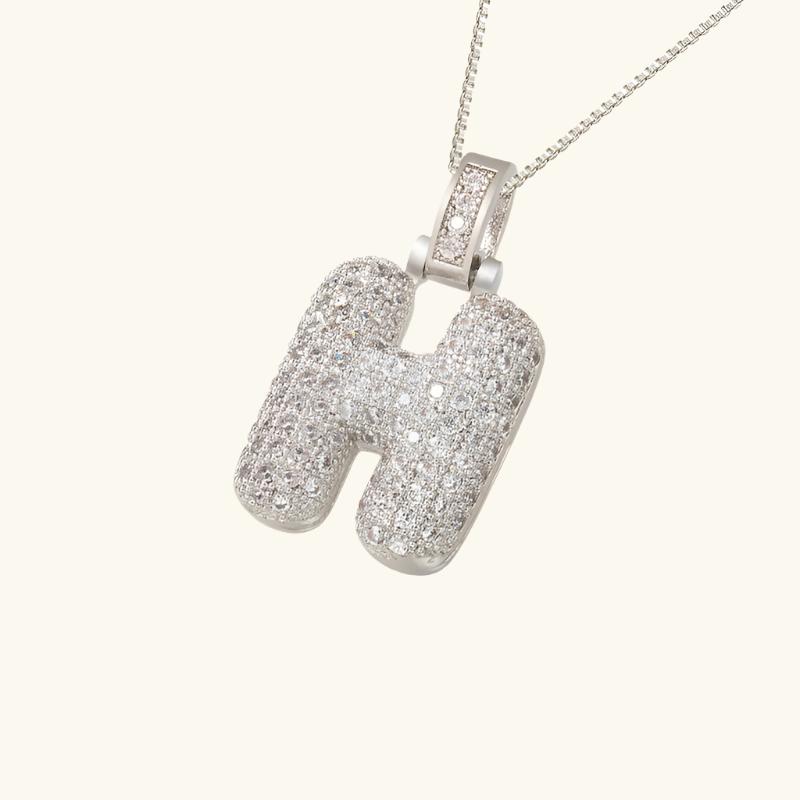 Valantomode | Plated Letter Luxe Necklace with Alphanumeric Architecture and Refractive Assets