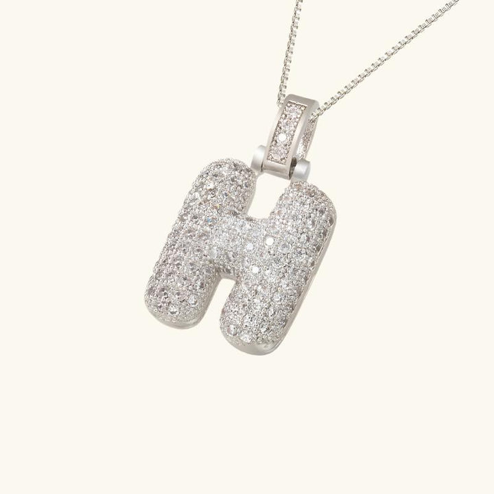 Valantomode | Plated Letter Luxe Necklace with Alphanumeric Architecture and Refractive Assets