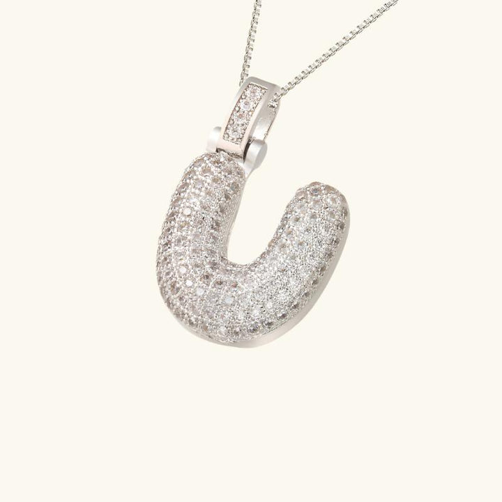 Valantomode | Plated Letter Luxe Necklace with Alphanumeric Architecture and Refractive Assets