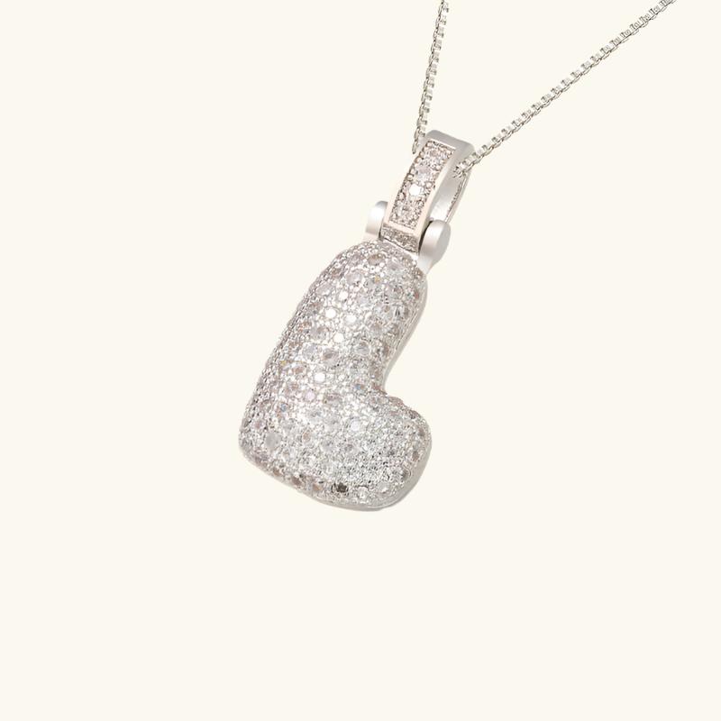 Valantomode | Plated Letter Luxe Necklace with Alphanumeric Architecture and Refractive Assets