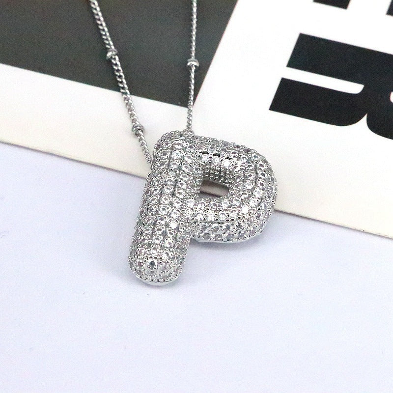 Valantomode | Gold Plated Bubble Initial Necklace for Women