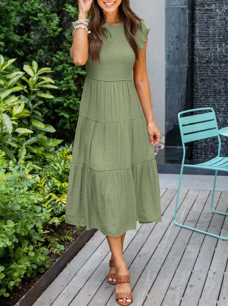 Valantomode | Stylish Summer Dress with Ruffles and Handy Pockets