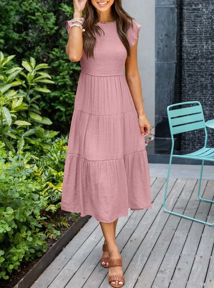 Valantomode | Stylish Summer Dress with Ruffles and Handy Pockets
