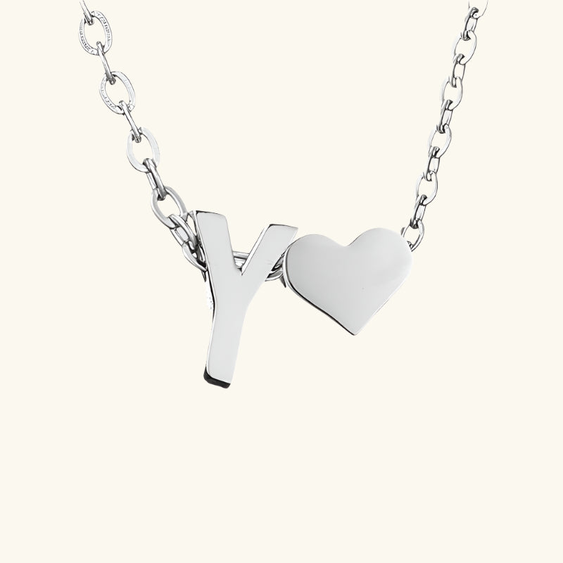 Valantomode | Plated Initial and Heart Charm Necklace for Women