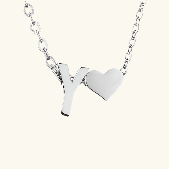 Valantomode | Plated Initial and Heart Charm Necklace for Women