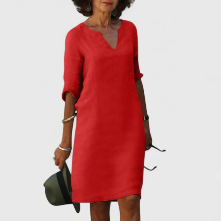 Valantomode | Stylish V-Neck Dress Perfect for Everyday Wear