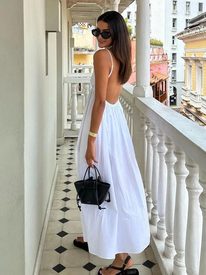 Valantomode | Chic Open Back Maxi Dress for Effortless Elegance