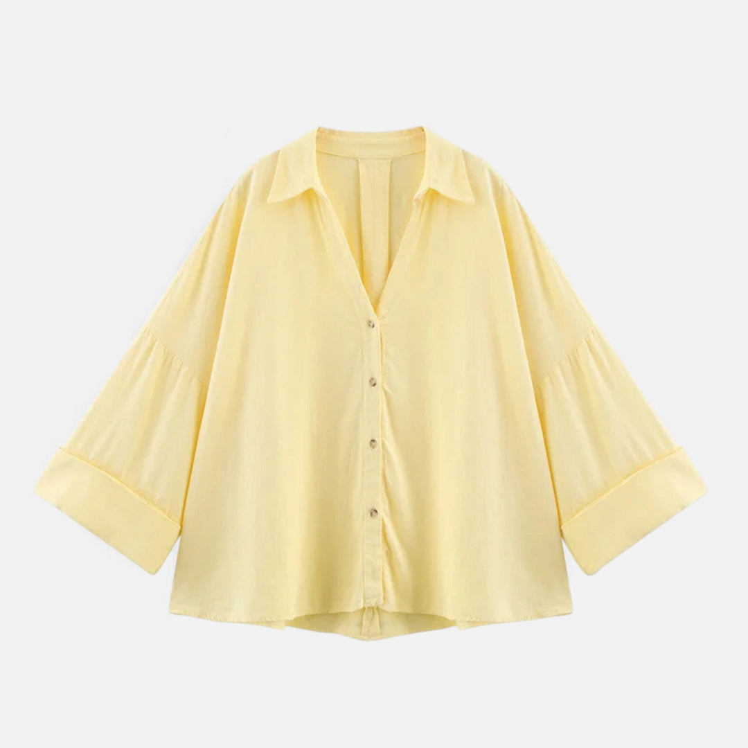 Valantomode | Women’s V-Neck Silk Blouse – Elegant Metropolitan Executive Top