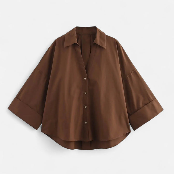 Valantomode | Women’s V-Neck Silk Blouse – Elegant Metropolitan Executive Top