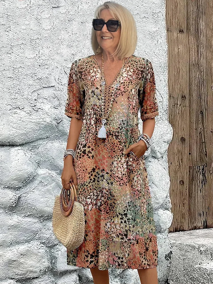 Valantomode | Stylish V-neck Dress for Chic Everyday Wear