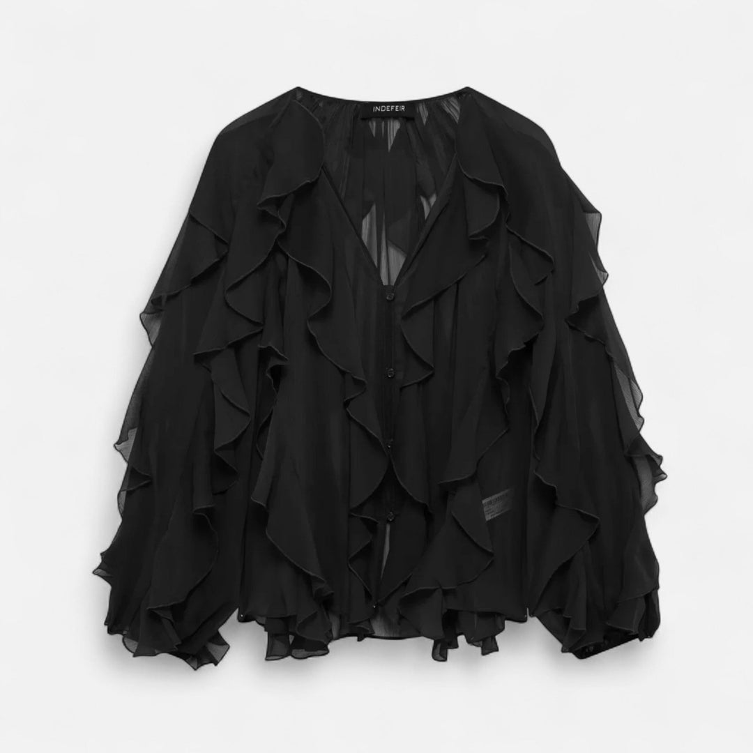 Valantomode | Women’s Sheer Ruffle Blouse