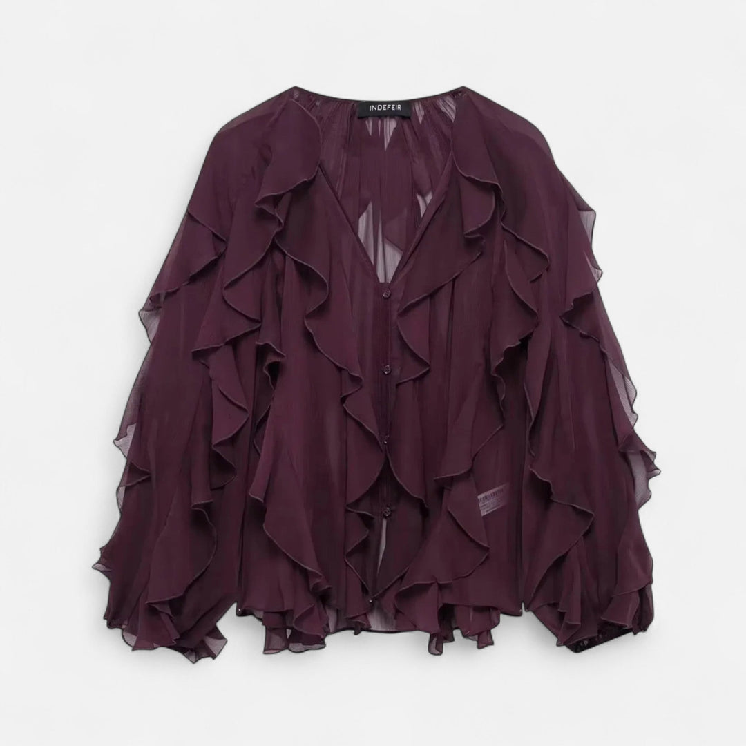 Valantomode | Women’s Sheer Ruffle Blouse