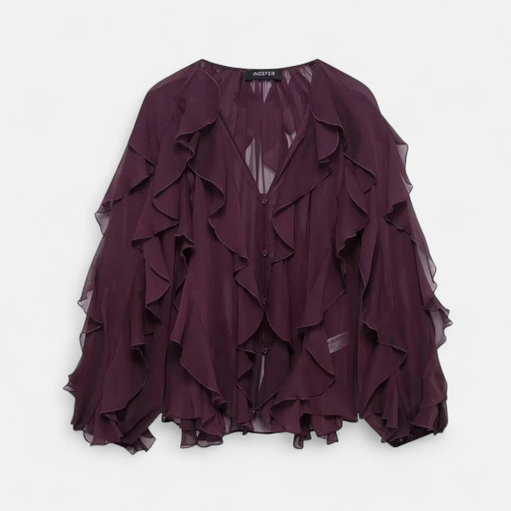 Valantomode | Women’s Sheer Ruffle Blouse