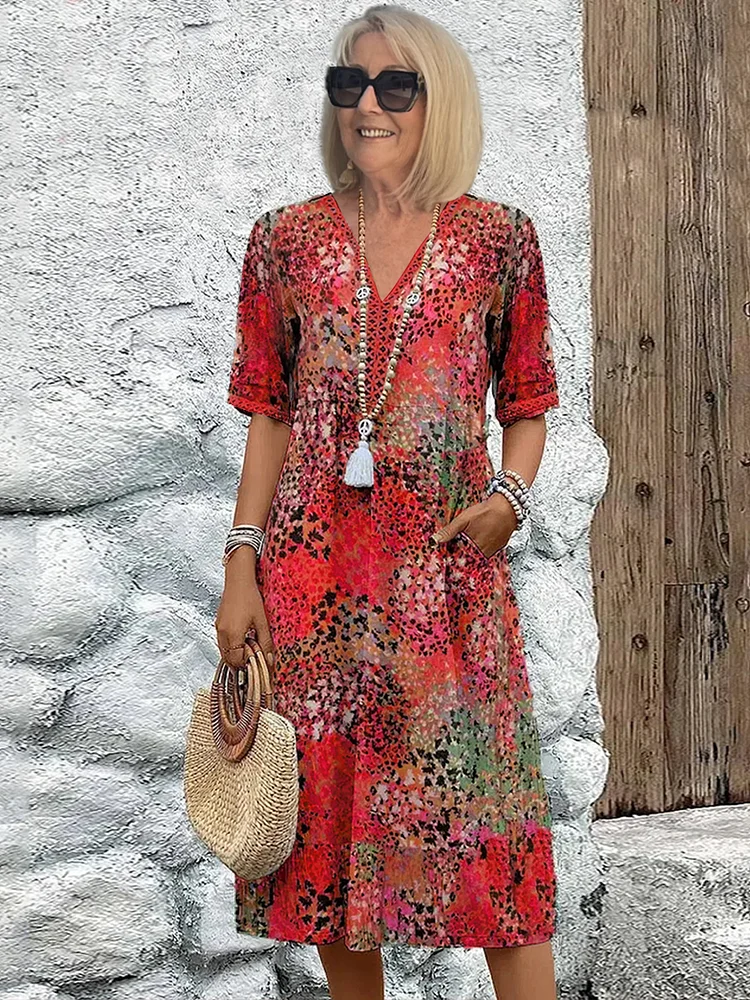 Valantomode | Stylish V-neck Dress for Chic Everyday Wear