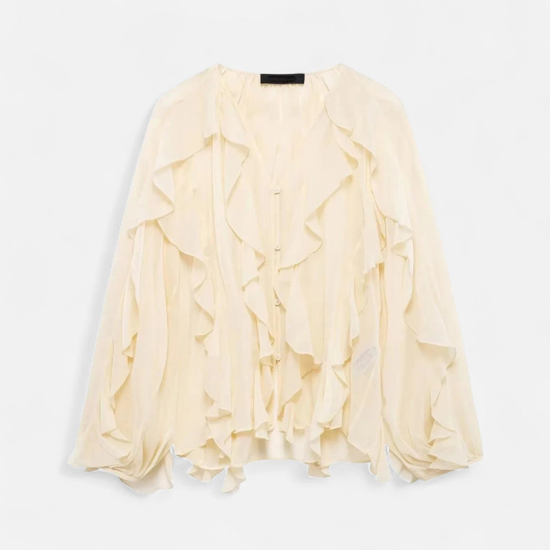 Valantomode | Women’s Sheer Ruffle Blouse