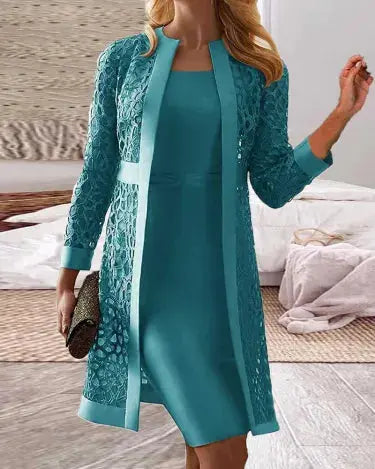 Valantomode | Stylish Two-Piece Lace Knit Set for Fashionable Women