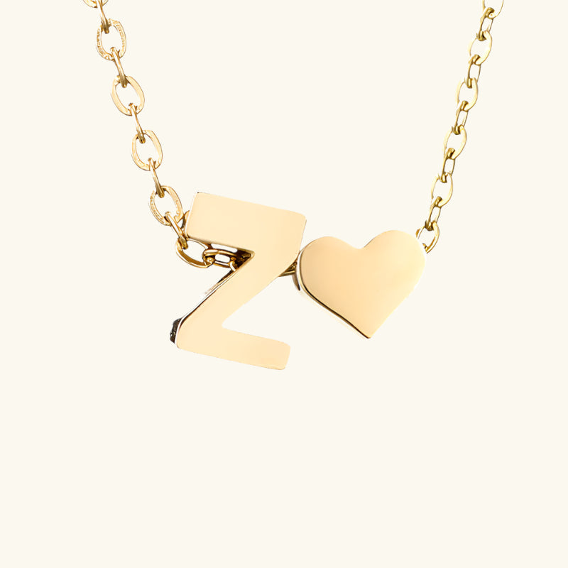 Valantomode | Plated Initial and Heart Charm Necklace for Women
