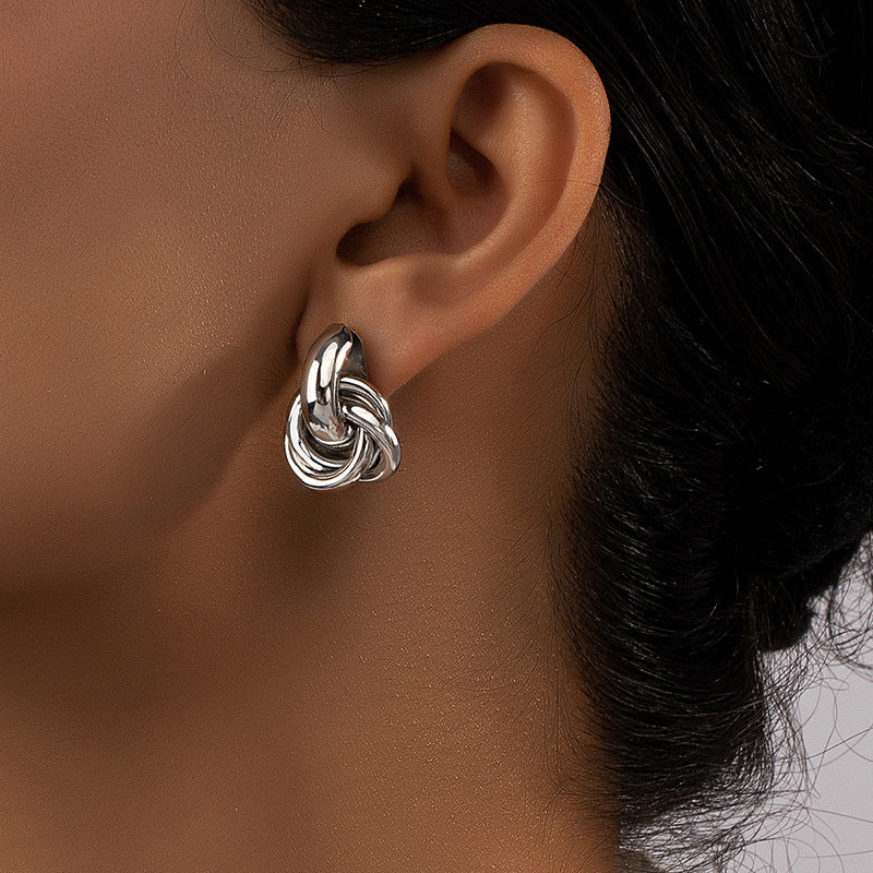 Valantomode | Heavyweight Plated Twist Motif Earrings for Women