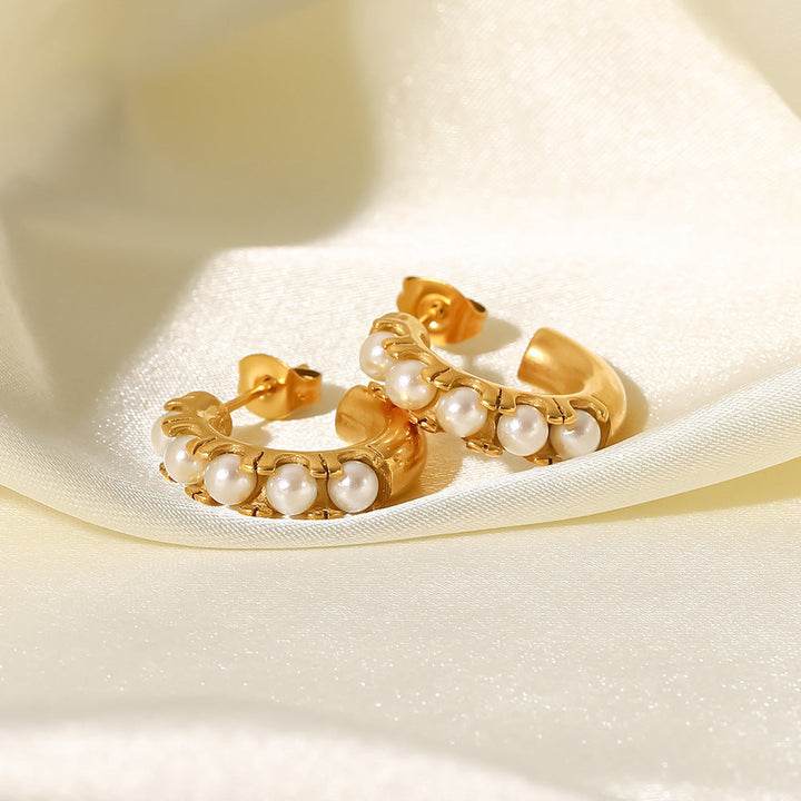 Valantomode | Plated Framed Freshwater Pearl Earrings for Women