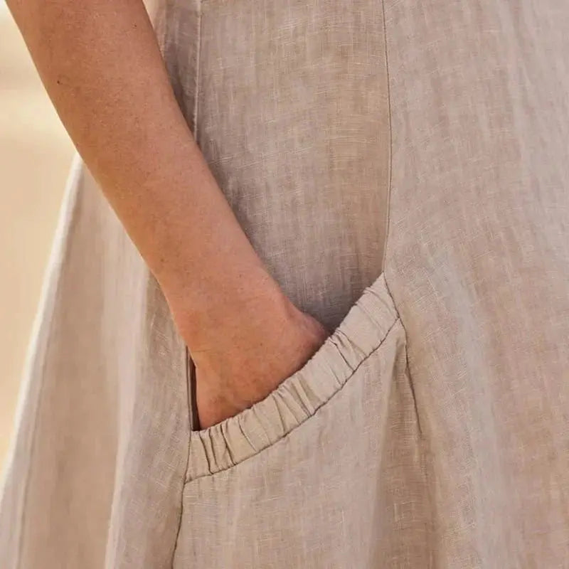 Valantomode | Chic Linen Dress for Effortless Summer Style