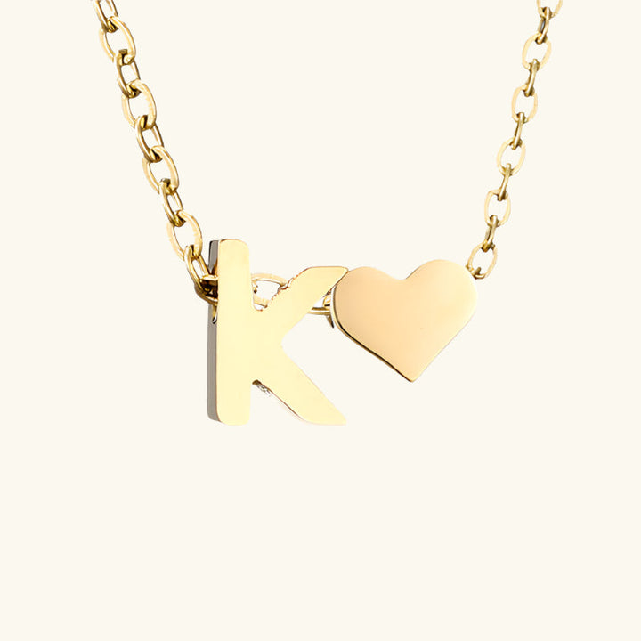 Valantomode | Plated Initial and Heart Charm Necklace for Women