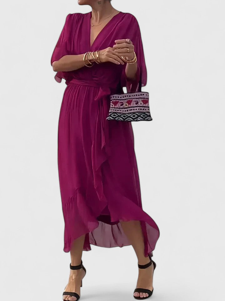 Valantomode | Chic V Neck Dress for Effortless Day to Night Style