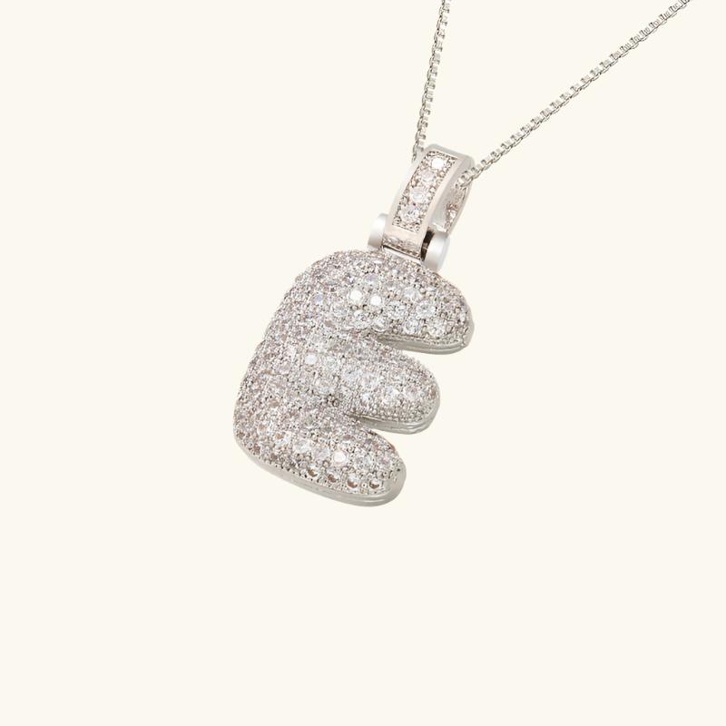 Valantomode | Plated Letter Luxe Necklace with Alphanumeric Architecture and Refractive Assets