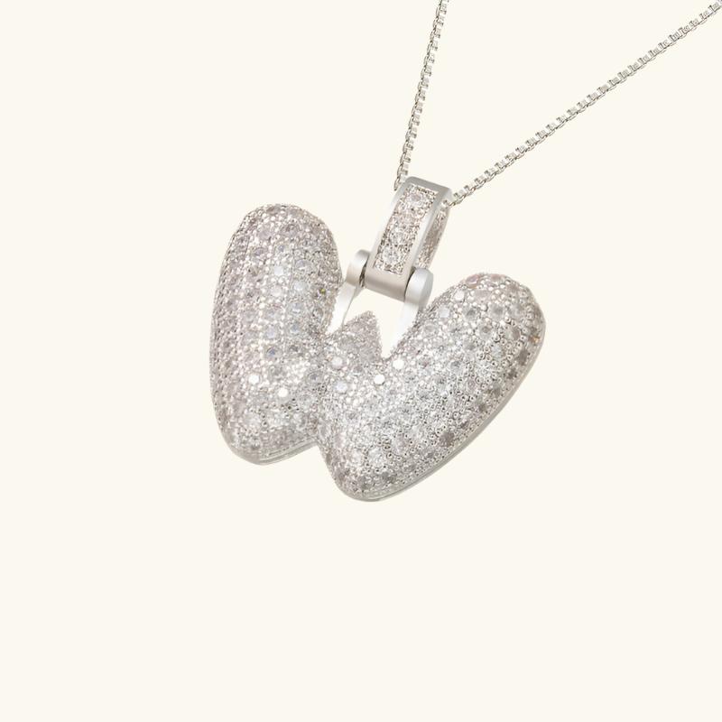 Valantomode | Plated Letter Luxe Necklace with Alphanumeric Architecture and Refractive Assets