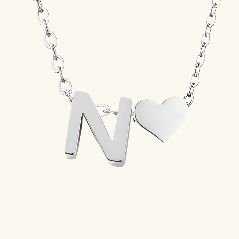 Valantomode | Plated Initial and Heart Charm Necklace for Women