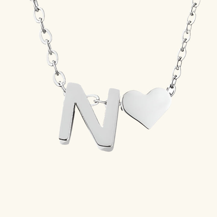 Valantomode | Plated Initial and Heart Charm Necklace for Women