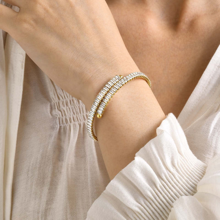 Valantomode | Gold Plated CZ Cuff Bracelet for Women