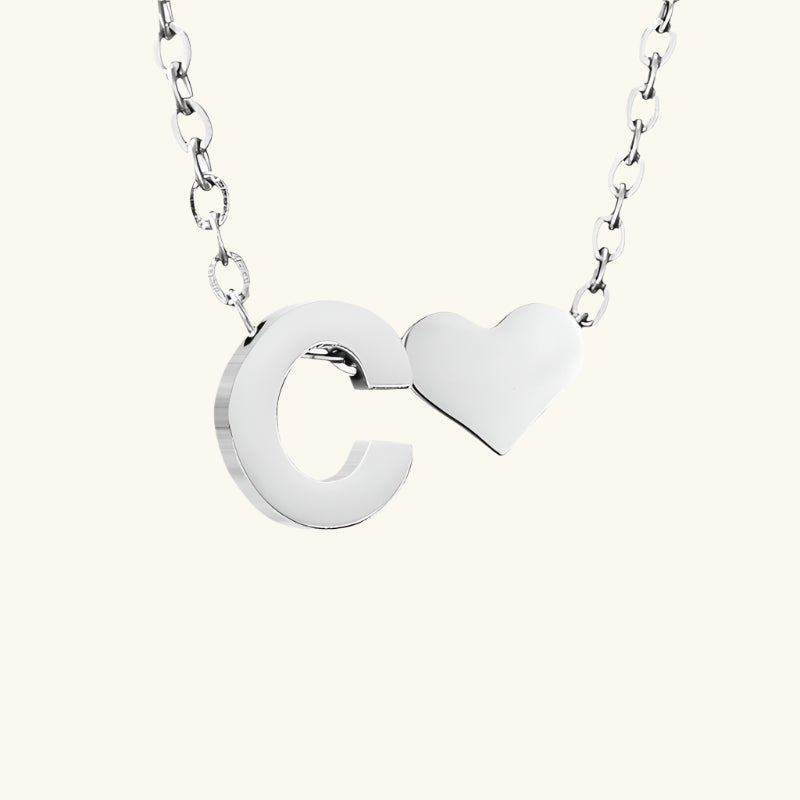 Valantomode | Plated Initial and Heart Charm Necklace for Women