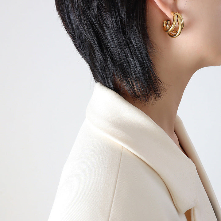 Valantomode | Plated Venice Earrings with Parabolic Arch Architecture and Volumetric Geometry