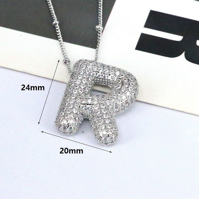 Valantomode | Gold Plated Bubble Initial Necklace for Women