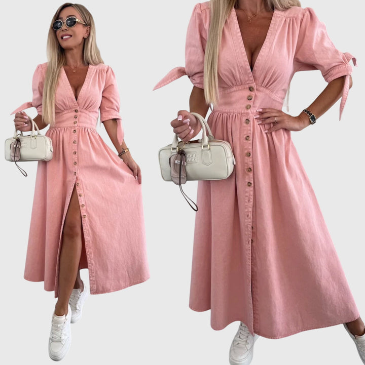 Valantomode | Stylish Denim Dress for Casual Outings and Summer Fun