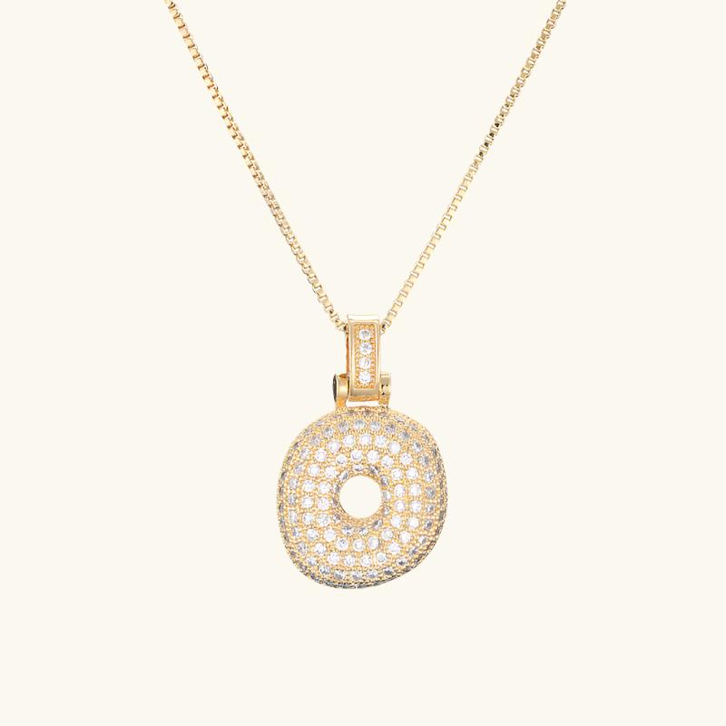 Valantomode | Plated Letter Luxe Necklace with Alphanumeric Architecture and Refractive Assets