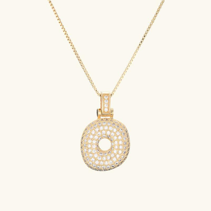Valantomode | Plated Letter Luxe Necklace with Alphanumeric Architecture and Refractive Assets