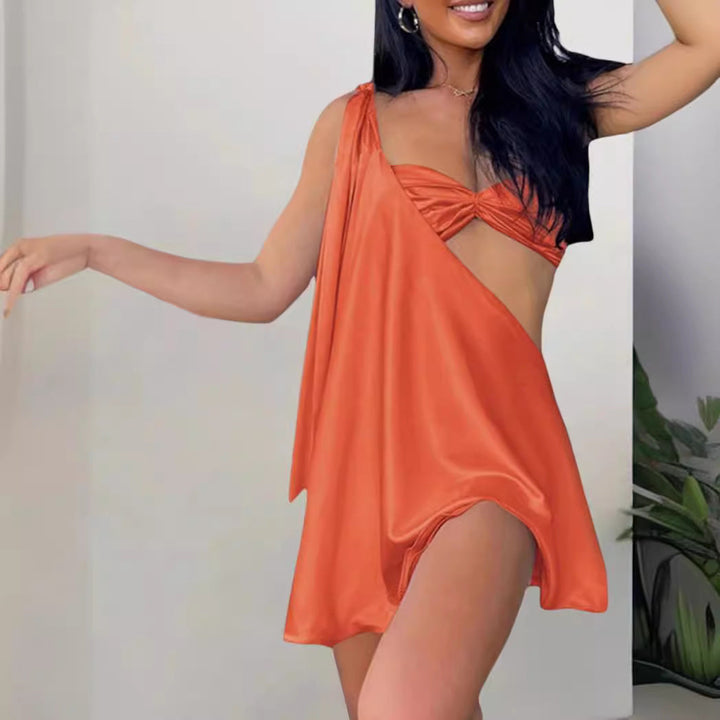 Valantomode | Asymmetrical Draped Women's Dress for Effortless Style