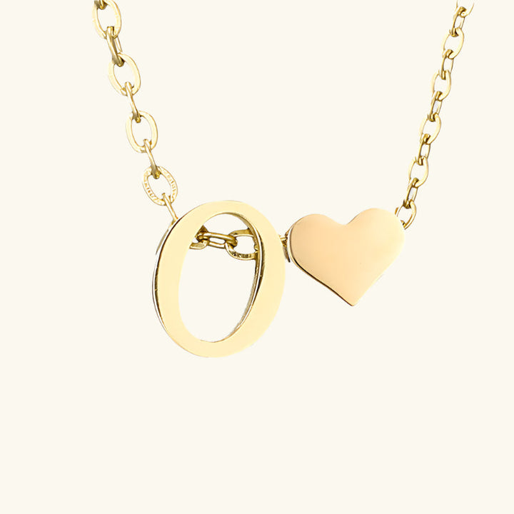 Valantomode | Plated Initial and Heart Charm Necklace for Women