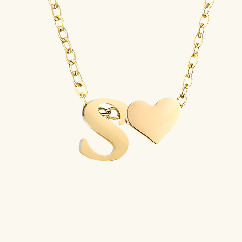 Valantomode | Plated Initial and Heart Charm Necklace for Women