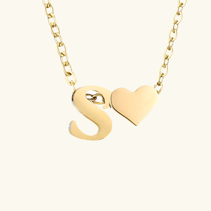 Valantomode | Plated Initial and Heart Charm Necklace for Women