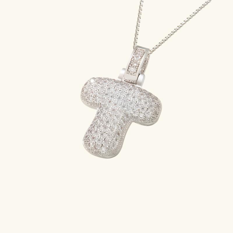 Valantomode | Plated Letter Luxe Necklace with Alphanumeric Architecture and Refractive Assets