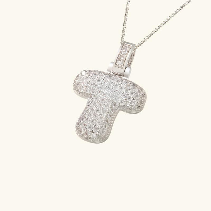 Valantomode | Plated Letter Luxe Necklace with Alphanumeric Architecture and Refractive Assets