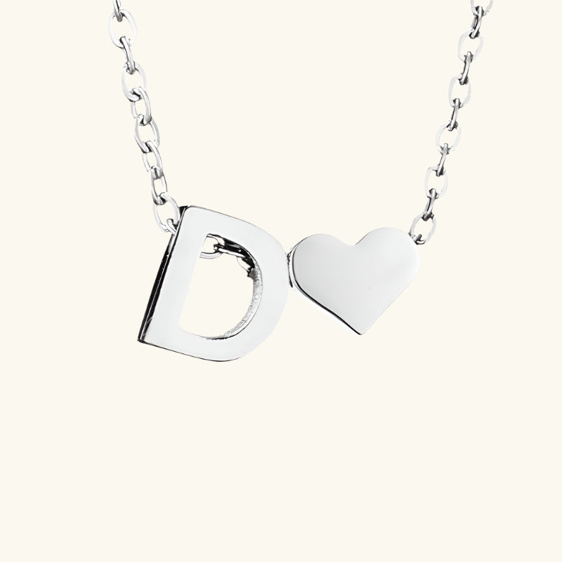 Valantomode | Plated Initial and Heart Charm Necklace for Women