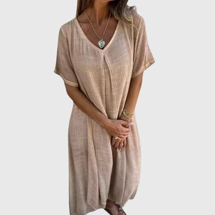 Valantomode | Stylish V-Neck Dress for Effortless Everyday Elegance