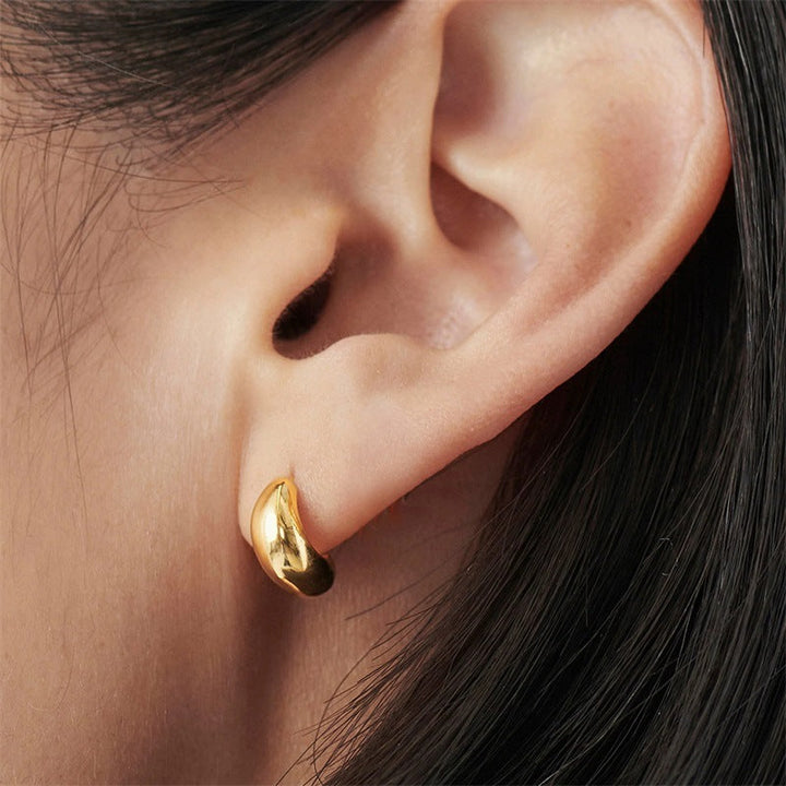 Valantomode | Plated Organic Bean-Shaped Minimalist Earrings for Women