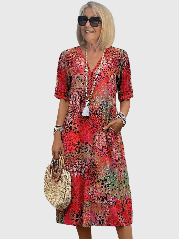 Valantomode | Beautiful Floral Midi Dress for Spring Celebrations