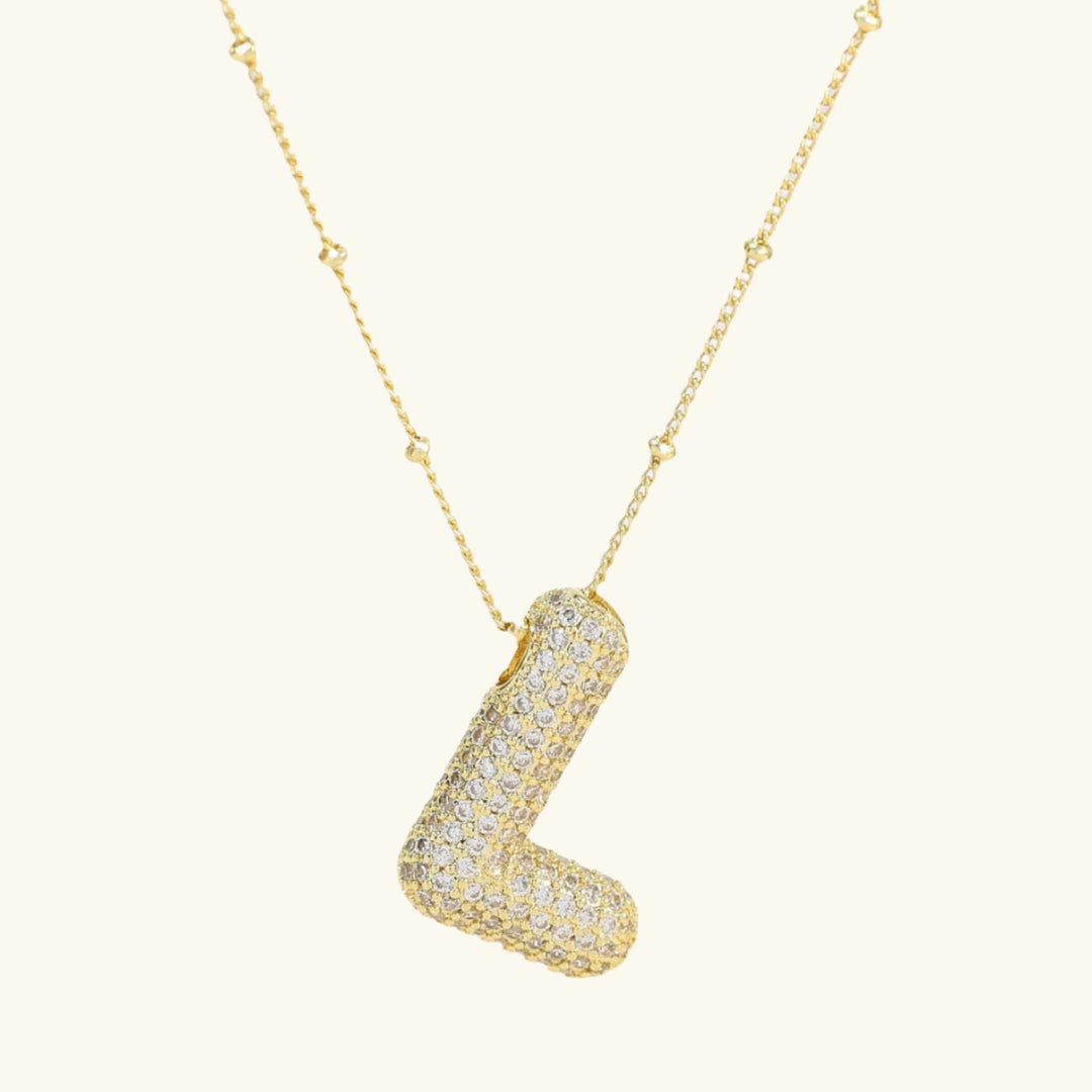 Valantomode | Gold Plated Bubble Initial Necklace for Women