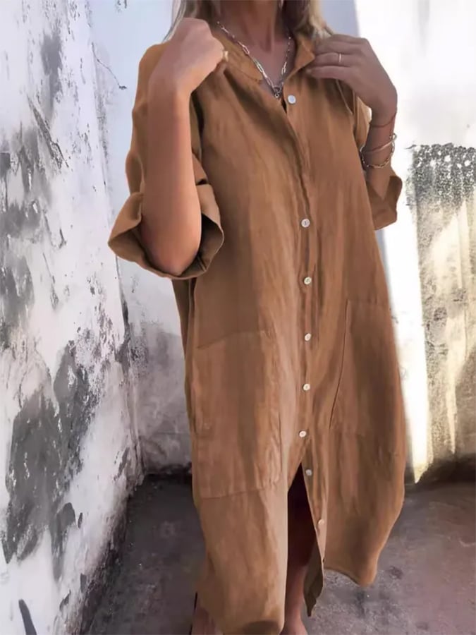 Valantomode | Dress with Buttoned Breeze Design